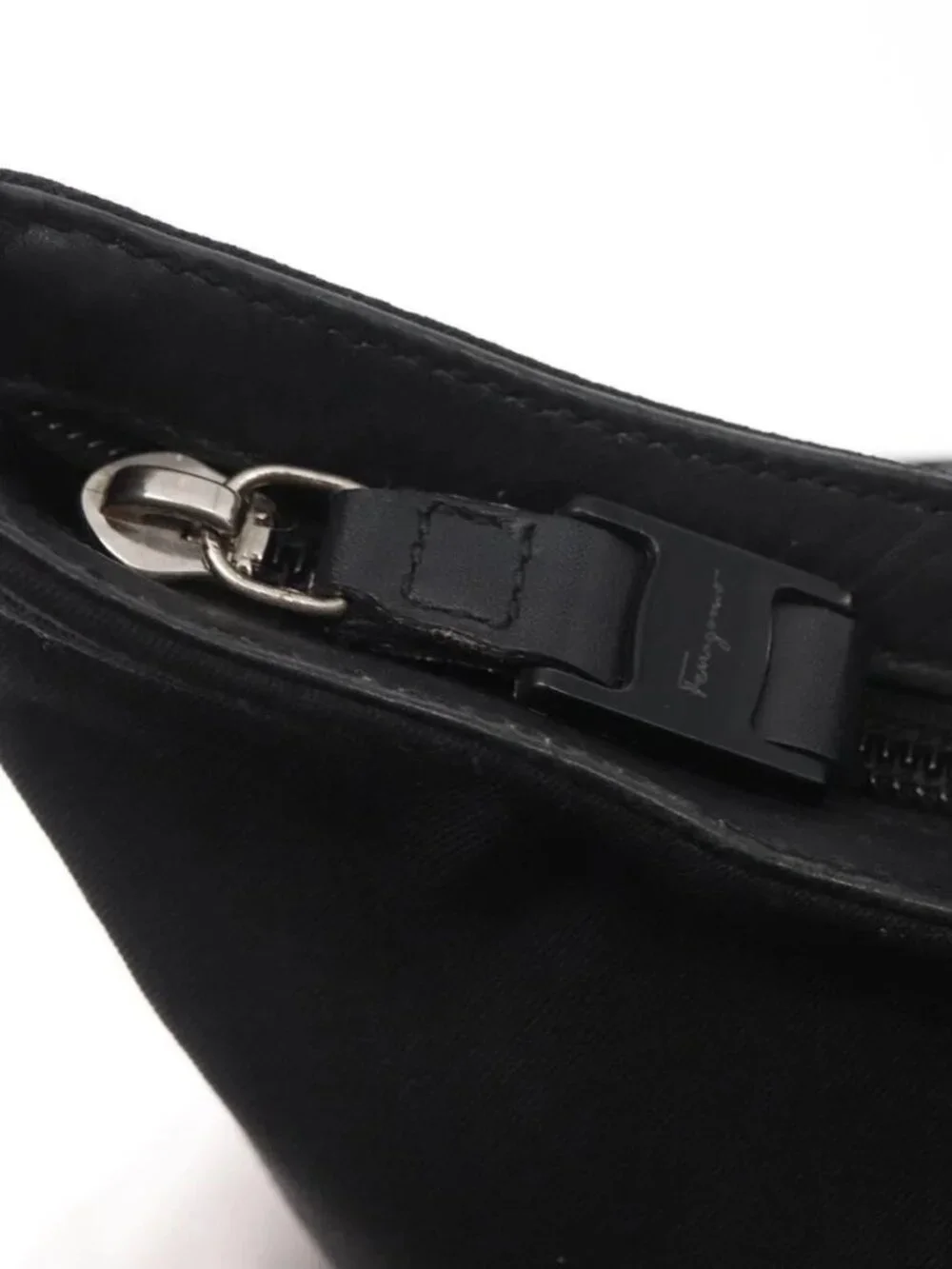 Salvatore Ferragamo Shoulder Bag Canvas Black Silver Auth bs32411